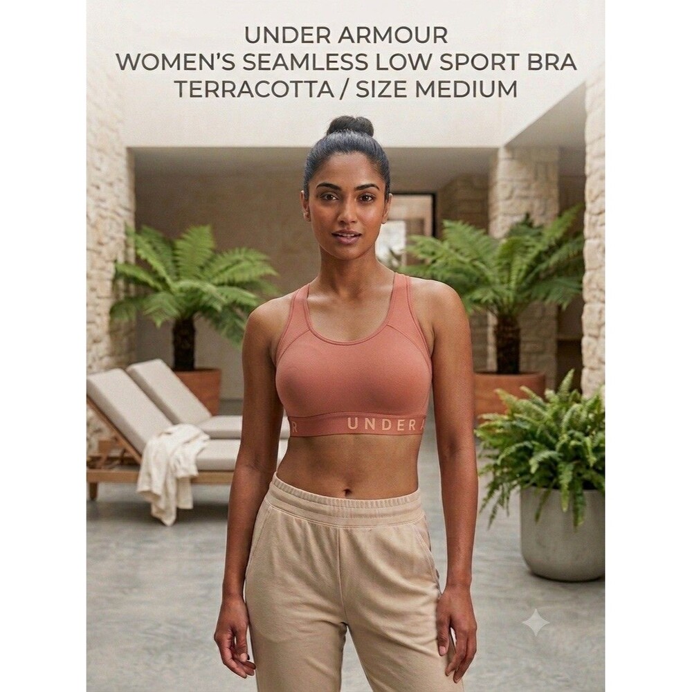 UNDER ARMOUR Women's M Vanish Seamless Low Padded Bra Terracotta Canyon Pink